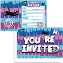 24 Pcs Video Game Birthday Invitations for Boys, Gaming Llama Invitation Cards with Envelopes and Stickers for Video Game Party Decorations Supplies Favors