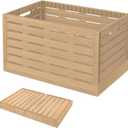 Collapsible Storage Bins, 23x15 Inches Plastic Stackable Utility Crates with Handles, Large Folding Containers Dolly Folding Baskets for Farm Home Office Organizing Tools, Books, Food, Drinks