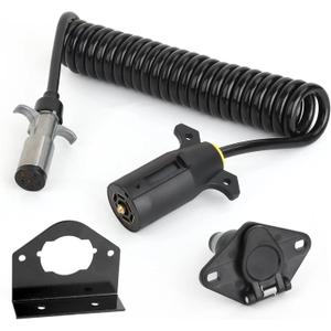 7 Wire to 6 Wire Trailer Plug Cord Adapter,7-Way Blade to 6-Way Pin Towing Wring (Tool trio), Coiled Cable with Female Receptor
