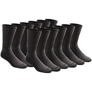 Dickies Men's Dri-Tech Essential Moisture Control Crew Socks Multipack, Charcoal (12 Pairs), Large