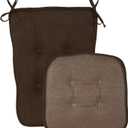 Klear Vu Embrace Rocking Chair Cushions for Living Room, Nursery, or Home Office, Tufted and Non-Slip Pads, 2 Piece Set, Seat 16"x15" and Seat Back 24"x17", Chocolate