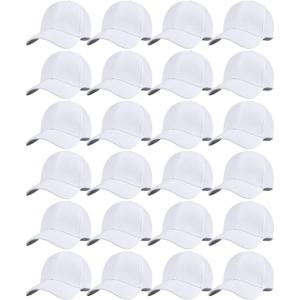 Handepo 24 Pcs Blank Baseball Cap Adjustable Back Strap Plain Blank Camouflage Hat Unisex Baseball Cap for Trucker Men Women (White)