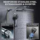 Veken Wide High Pressure Rain Shower Head with Handheld, Handheld Shower Heads with Multi Spray Modes, Rainfall Combo with 15" Metal Extension Arm,Detachable Dual Shower, Bathroom Decor,Chrome Silver