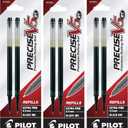 Pilot, Precise V5 RT Liquid Ink Refills, Extra Fine Point 0.5 mm, Black, Pack of 5