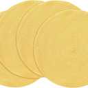 Floroom 15 Inch Round Braided Placemats Set of 4, Washable Heat Resistant Cotton Polyester Circle Place Mats for Kitchen Dining Table - Yellow