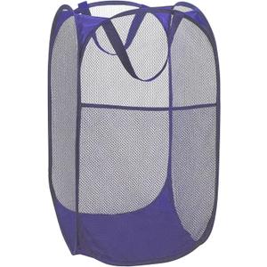 BATTOO Deluxe Strong Mesh Pop up Laundry Hamper Basket with Side Pocket Foldable Hamper for Laundry Room, Bathroom, Kids Room, College Dorm or Travel Royal Blue (1 pack)