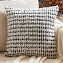 Aeckself Boho Chenille Tufted Pillow Cover 20x20 Inch, Decorative Square Throw Pillow Cover Neutral Pillowcase for Couch Bedroom Living Room, Black Gray