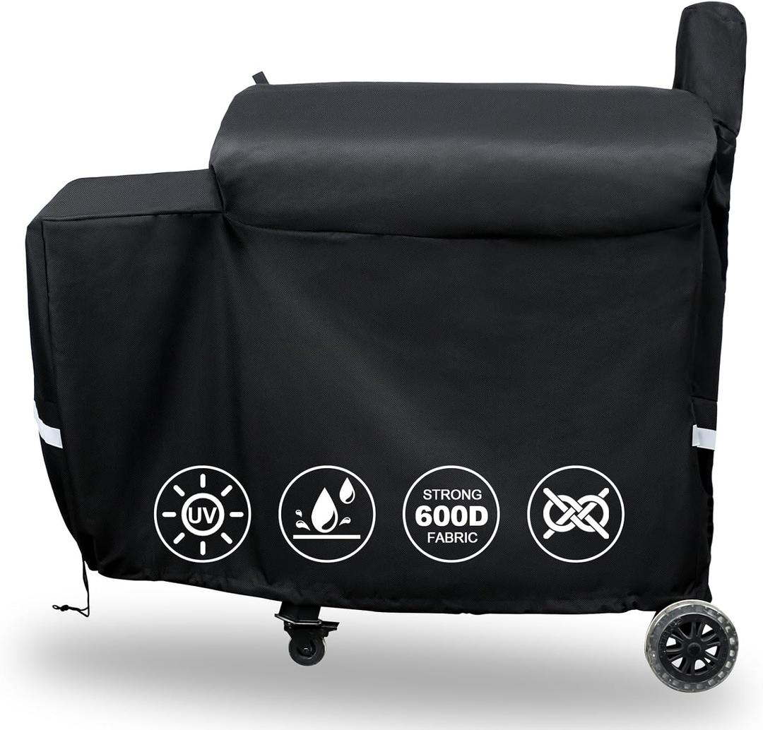 QuliMetal Grill Cover for rectec Flagship 1100, RT-1250, RT-700 and RT-680 Wood Pellet Grills - Heavy Duty Premium Waterproof Fade Resistant Outdoor BBQ Grill Cover with Elastic Drawstrings (Black)