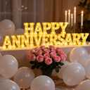 Honoson 16 Pcs Happy Anniversary Decoration Light up Letters Sign Wedding Anniversary Party Light LED Neon Table Decoration for Valentine's Day Wedding Romantic Party Decor