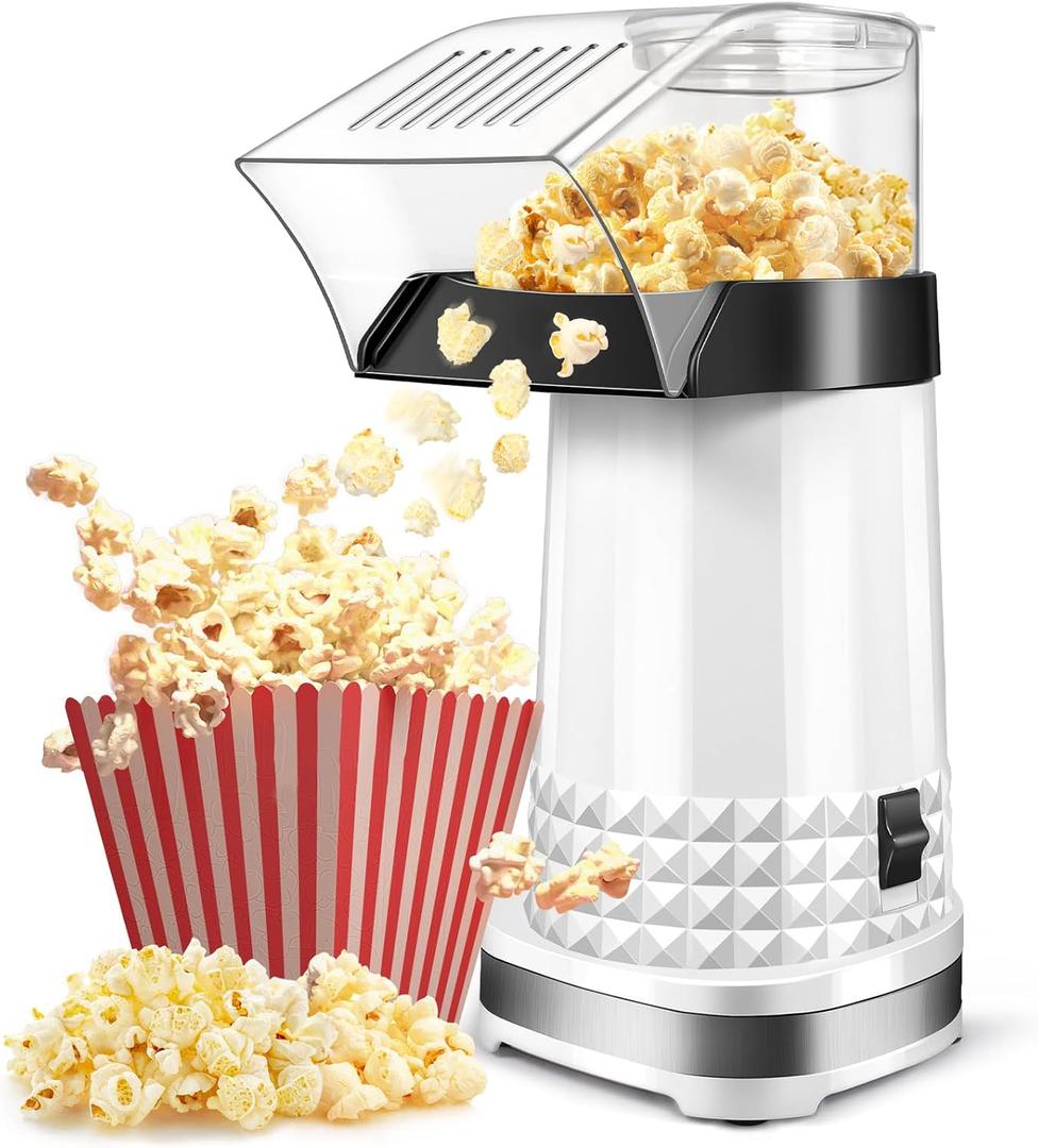 Hot Air Popper Popcorn Maker Machine for Home Theater with Measuring Lid, 4.5QT 1200W Hot Air Popcorn Popper, Fast & Healthy Snacks in 2-3 Mins, Easy Cleanup & Easy To Store, Popcorn Air Popper