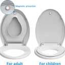 19" Elongated Toilet Seat with Built-In Potty Training Seat, Soft Quiet-Close Lid with Non-Slip Design, Magnetic Kids Seat in White, Easy to Install and Clean