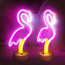 BRIGHTDECK 2 Pack Flamingo Neon Signs, LED Pink Flamingo Neon Sign Battery Operated or USB Powered Decoration Lamp, Flamingo Lights Decor for Bedroom, Wedding, Party, Pink Room Decor