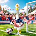 Soccer Porch Goose Outfits, Football Geese Duck Statues Clothes Art Decor | Patriotic Porch Goose Outfit, American Flag Fashion Design, 4th Of July, Concrete Goose Statue Costume For Garden Lawn Yard