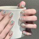 short press on nails short square press on nails - handmade rhinestone reusable glitter acrylic fake nails (Full Size Coverage, 30pcs) momotor
