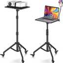 Black Projector Floor Stand with Wheels - Adjustable Height 29 to 44 Inches, Ideal for Office & Home, Portable Laptop Stand (29-44 Inches)