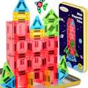 Magnetic Tiles Magnetic Blocks Building Toy: Portable Mini Magnetic Tiles Travel Set 32 Pieces Montessori Toys Birthday Gift for Kids Girls and Boys Ages 3-12 Years Old Preschool Classroom Must Haves