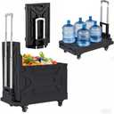 VECELO Foldable Shopping Cart with Wheels, Collapsible Rolling Crate for Groceries, Folding Storage Box with Handle, Three Modes of Use, Ideal for Teacher, Trip, Outdoors, Etc., 16GAL, Black