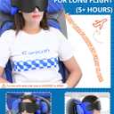 SARISUN Travel Pillows for Airplanes, Airplane Pillow with Eye Mask for Long Flight, Airplane Head Strap for Sleeping, 360 Support Headrest for Car Trip, Stop Bobblehead Travel Essential, Dark Brown
