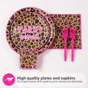 96Pcs Leopard Print Party Supplies Hot Pink Cheetah Print Plates and Napkins Tableware Sets Animal Jungle Safari Birthday Decorations for Safari Animal Leopard Theme Baby Shower Party Serves 24