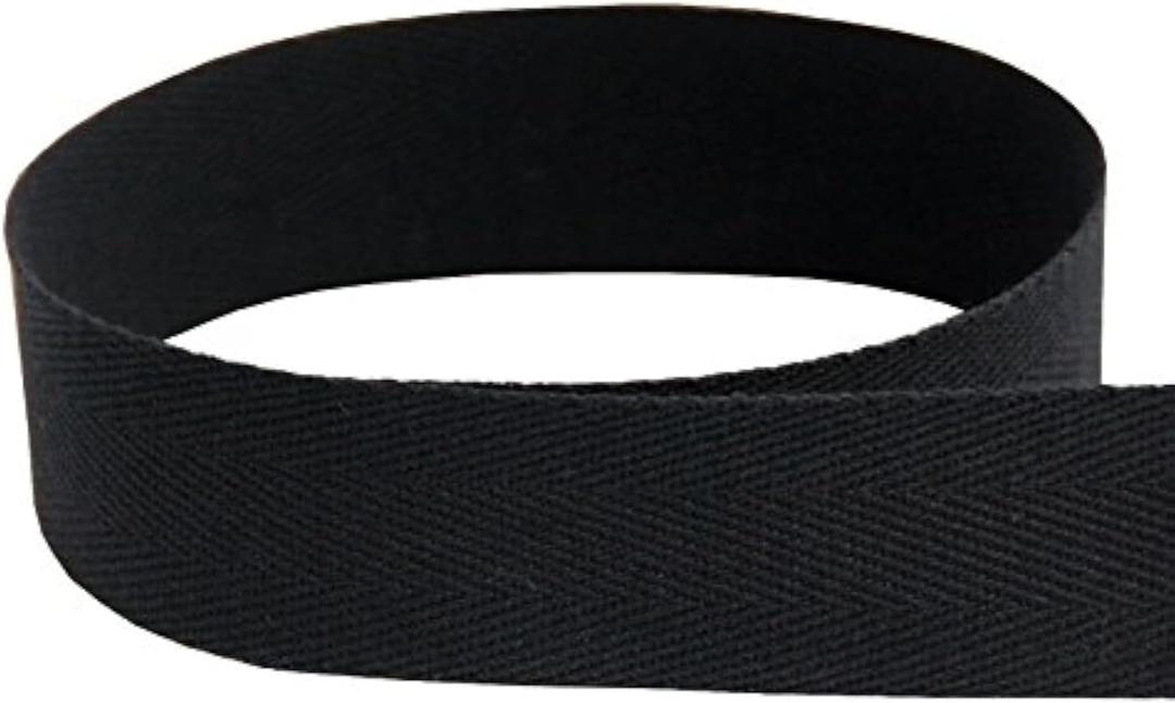 USA Made Ribbon Factory 1" Black Cotton Twill Tape - 50 Yards - Soft & Medium Weight 