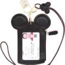 QiMing Mouse Ears Card Holder,PU Lovely Lanyard Family Toys for Girl Woman