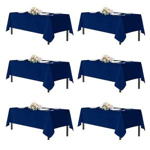 sancua Navy Blue Tablecloths for 8 Foot Rectangle Tables, 6 Pack - 60x120 Inch - Washable Fabric Cloth Table Cloth, Reusable Polyester Table Covers for Wedding Party, Banquet, Independence Day