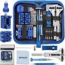 Watch Repair Kit, BYNIIUR Watch Battery Replacement Tool Kit, Watch Repair Tools & Kits, Watch Link Removal Tool Kit Watch Band Tool Set with Carrying Case, Watch Case Opener Spring Bar Tools (Blue)