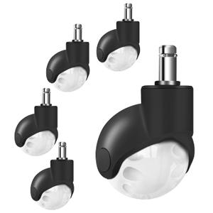 2" Ball Caster Wheels, Hirate 360 Degree Rotation Universal Ball Casters with Nylon Cover for Office Furniture Chairs Replacement Casters Smooth Rolling 7/16" x 7/8", Set of 5, White
