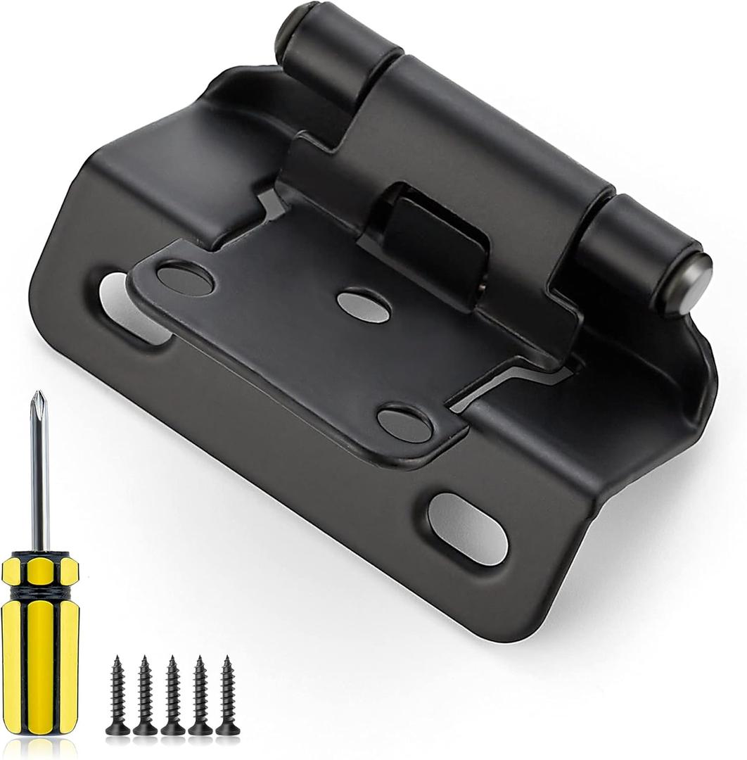 Ravinte 60 Pack 30 Pairs 1/2 inch Overlay Kitchen Cabinet Hinges Self Closing Door Kitchen Semi Wrap Around Hinge for Face Frame Cupboard Matte Black Face Mount Cabinet Hardware