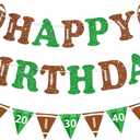 3pcs Football Happy Birthday Banner - Glitter Sports Team Theme Party Decorations, Large Yard Porch Sign with Letters, Reusable Indoor Outdoor Paper Decor