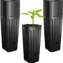 RunNico 50pcs Plastic Deep Plant Nursery Pots,11.8Tall Tree Pots,Black Deep Seedling Container Pots with Drainage Holes for Indoor Outdoor Gardening (3.9" Wx11.8 H)