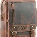 Handmade World Leather Backpack Convertible to Sling Bag 'The UpVibe' Fits 16 Inch Laptop Brown Full Grain Buffalo Hunter Leather Daypack Knapsack Stylish Crossbody Bag Unisex