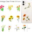 3 x 120 Pieces Natural Flower Stickers for ScrapbookingPET Transparent Flower Stickers Self-Adhesive for Journaling Clear Decals (Bulk Mix Flower)