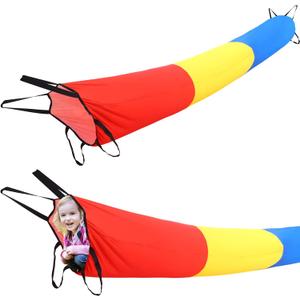 Sensory Compression Play Tunnel for Kids 12 ft Calm Sensory Tunnel Crawl Resistance Tube for Outdoor Indoor Tent Autism Kids Toys Game Concept Tools for Relax Reduce Anxiety(Red Yellow Blue)
