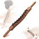Guasha Wood Stick Tools Wooden Therapy Scraping Lymphatic Drainage Massager, Double Row 34 Beads Point Treatment Gua Sha Tools for Back Leg, Anti-Cellulite and Pain Relief (Two Row,34 Beads)