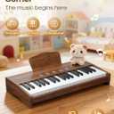 Kids Piano Keyboard, 37 Keys Digital Piano for Kids, Touch Control Buttons, Music Educational Instrument Toy, Built-in Songs & Rhythms, Wood Toy for 3+ Girls and Boys(Dark Brown)