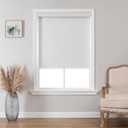 Joydeco 100% Blackout Roller Shades (Pro), Free-Stop Cordless Blinds for Windows, UV Protection, Natural Woven Blinds for Home and Office, Light-Proof Aluminum Cover (White, 27" W x 75" H)