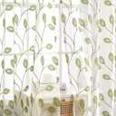 EMEMA Green Sheer Curtains 84 Inches Long, Embroidered Vine and Leaf Curtains for Living Room Bedroom, Rod Pocket Voile Light Filtering Window Drapes, 2 Panels
