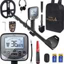 16" Detection Depth Metal Detector for Adults,High Accuracy Professional Metal Detector kit with Double-D Waterproof Coil,19.2 kHz Beach Metal Detector and Pinpointer,4 Professional Modes,LCD Display