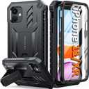 FNTCASE for iPhone 11 Phone Case: for iPhone XR Case [Built-in Screen Protector & Kickstand] [Military Grade Drop Protection] Heavy Duty Full Protective Shockproof TPU Rugged Phone Cover - Black