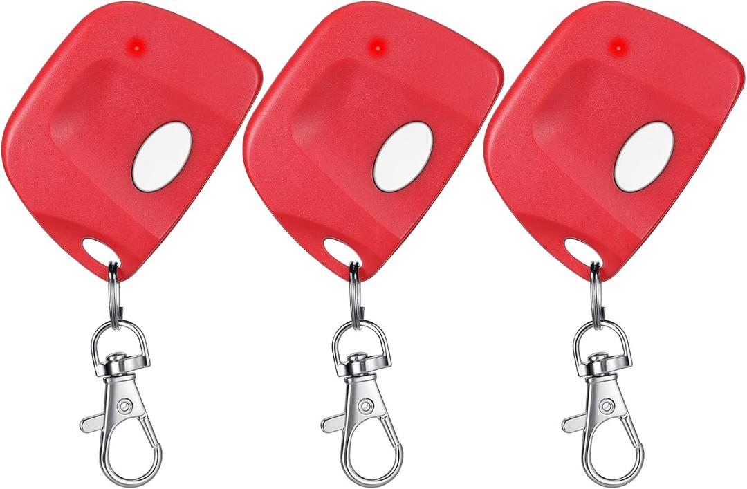 Kingdder 3 Pieces Gate Opener Remote Compatible with Multicode 300mhz 10 Dip Switch 3089 3060 3070 Garage Door Opener Remote Control with Keychain(Red, White)
