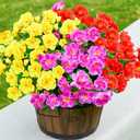 HyeFlora Artificial Fake Camellia Flowers Plants for Outdoor Outside, Faux Silk Mixed UV Resistant Look Real Flowers for Planter Front Door Porch Patio Balcony,  Bundles