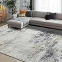 Toneed Abstract Area Rug 7x9 Modern Washable Rug Soft Non Slip Rug Low Pile for Bedroom Living Room Dining Room Grey/Brown