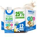 Orgain Organic Kids Nutritional Protein Shake, Vanilla, Healthy Kids Snacks, 8g Dairy Protein, 3g Fiber, 22 Vitamins & Minerals, No Soy ingredients, Gluten Free, Non-GMO, 8.25 Fl Oz (Pack of 12) (EXP 05/16/26)
