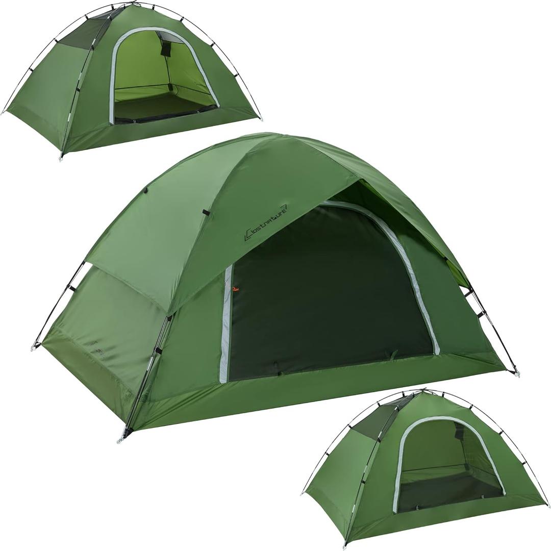 Vela Camping Tent for 2 Person, 4 Person, 6 Person - Waterproof Two Person Tents for Camping, Small Easy Up Tent for Family, Outdoor, Kids, Scouts in All Weather and All Season by Clostnature (Green)
