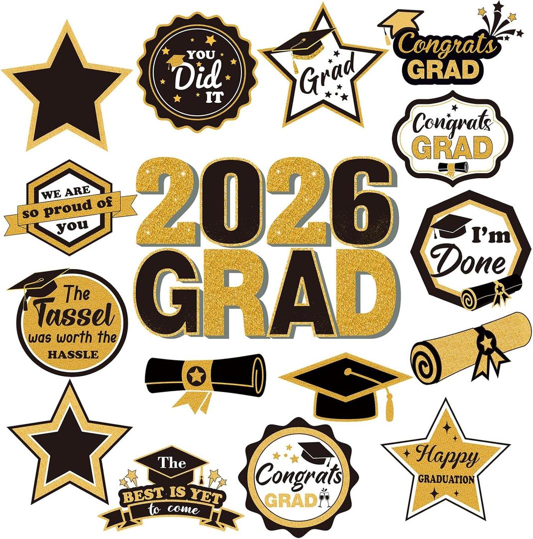 Fabbay 16 Pcs Graduation Magnets 2026 We are So Proud of You Graduation Car Magnets Congrats Grad Cap Stickers for Refrigerator Garage Cruise Door Magnetic Decorations
