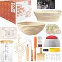 18-Piece Sourdough Starter Kit Banneton Bread Proofing Basket Set with Round & Oval Sourdough Basket, Sourdough Bread Baking Supplies, Proofing Basket, Bread Basket, Whisk, Lame, Jar & Liners