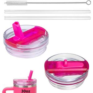 30oz Tumbler Lid Compatible with Stanley Quencher ProTour, 2Pack Replacement Lids Fit for Stanley Travel Tumbler, Tumbler Covers Fit for Stanley Cup Accessories (Hot Pink)
