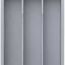 BEKVEM Silverware Organizer, Bamboo Kitchen Drawer Organizer, Utensil Holder, Cutlery Tray & Spoon Flatware Storage with Grooved Drawer Dividers (Grey, 6.7''W x 12''D)