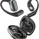 Open Ear Wireless Earbuds Bluetooth Headphones, 50Hrs Playtime Stereo Sound Earphones with IPX7 Waterproof Ear Buds for Fitness/Travel (Black)